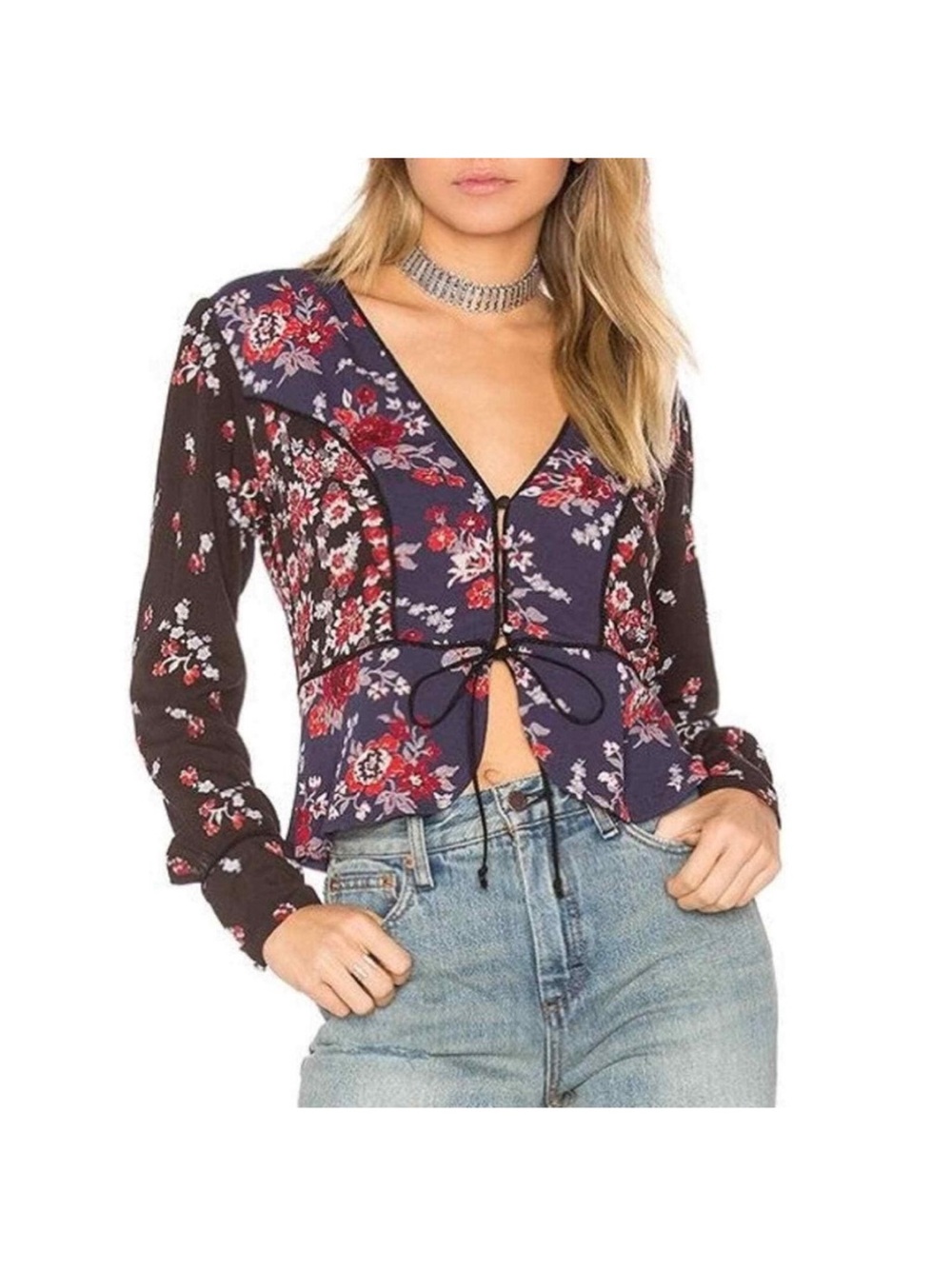 Free People Way the World Turns Floral Button Up Blouse Boho